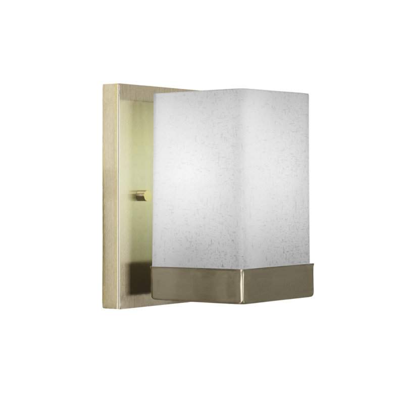 Nouvelle Wall Sconce Shown In New Age Brass Finish With 4" Square White Muslin Glass