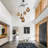 Claven 5-Light Seagrass Pendant Light Modern Linear Chandelier With Natural Shade In Matte Black