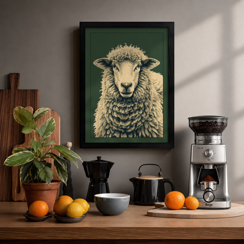 Sheep Study Rustic - Print, A1 - 84.1 x 59.4 cm, Black