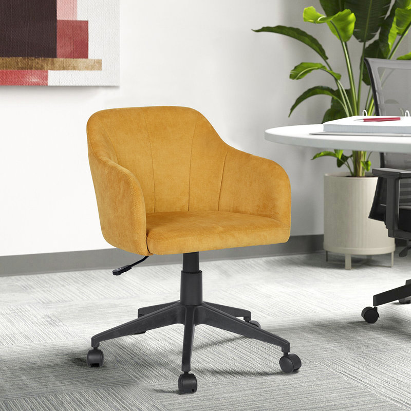 Nate Velvet Office Chair, Yellow