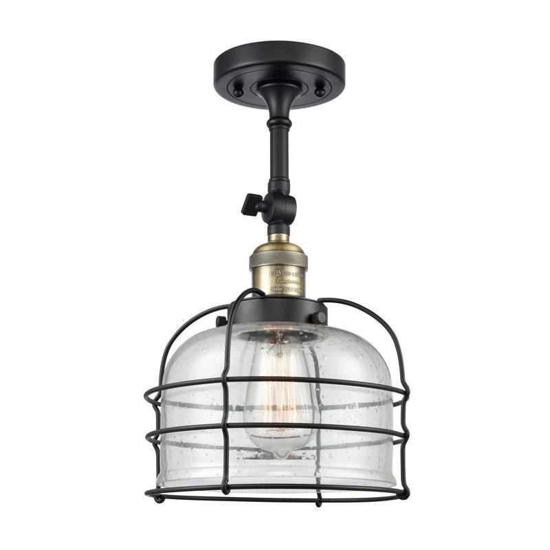 Applique murale 1 lumière 9 "Bell Cage, Laiton antique noir, Grainé, Ampoule non incluse