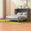 Lit escamotable complet peu encombrant, rangement en bois aggloméré, maison moderne grise