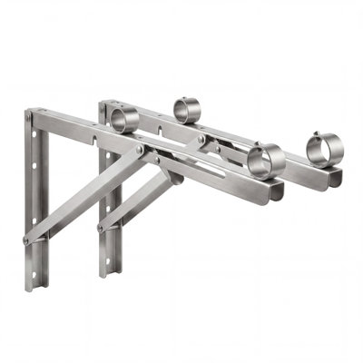 Supports à vêtements robustes en acier inoxydable - Support mural triangulaire renforcé pour poteau de 32 mm - Finition brossée antirouille - 19,7 po (50 cm)
