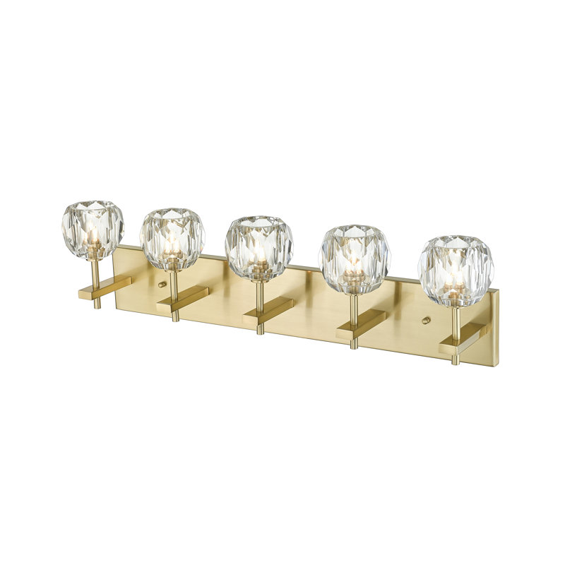 Meuble-lavabo moderne à 5 lumières DEL doré avec cristal , Or