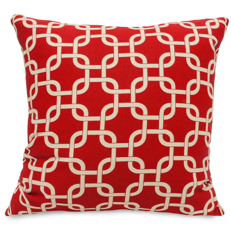 Roysum Geometric Reversible Throw Pillow, 24" x 24", Red, Square
