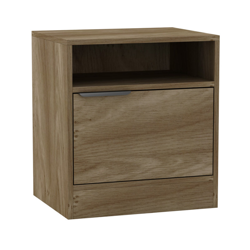 Swarn 114.3cm W Solid Wood Bedside Table, Oak