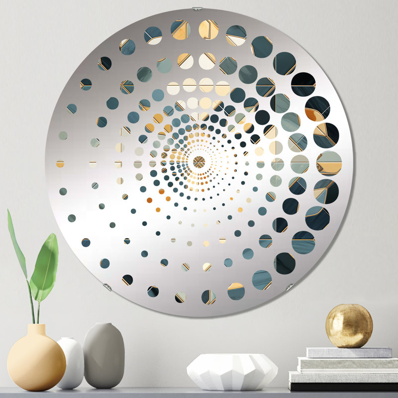 Carrelage marocain antique beige et bleu - Miroir mural spiralé, 23,6 po x 23,6 po