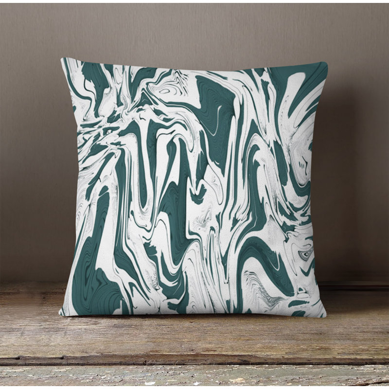 Throw Pillow With Insert, White/Green Abstract 3, 20"H x 20"W