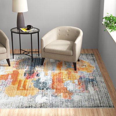 Tapis abstrait gris / jaune Amann