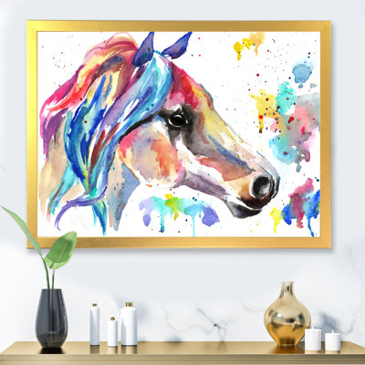 Portrait d'un cheval aux couleurs vives - Peinture sur toile
