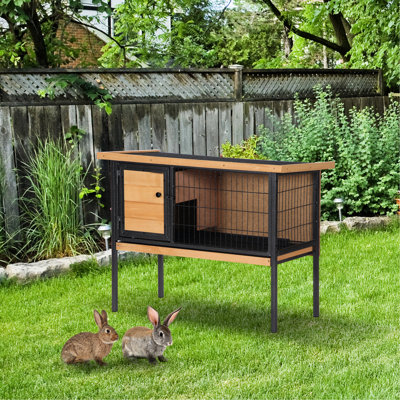 Elevated Rabbit Habitat With Openable Roof, Provide Convenient Access And Maintenance Pet - Spacious Cage Metal Frame, Water- Good Ventilation For A Environment