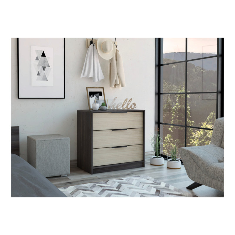 Commode 3 tiroirs N 27,5 po Nasura, Crème
