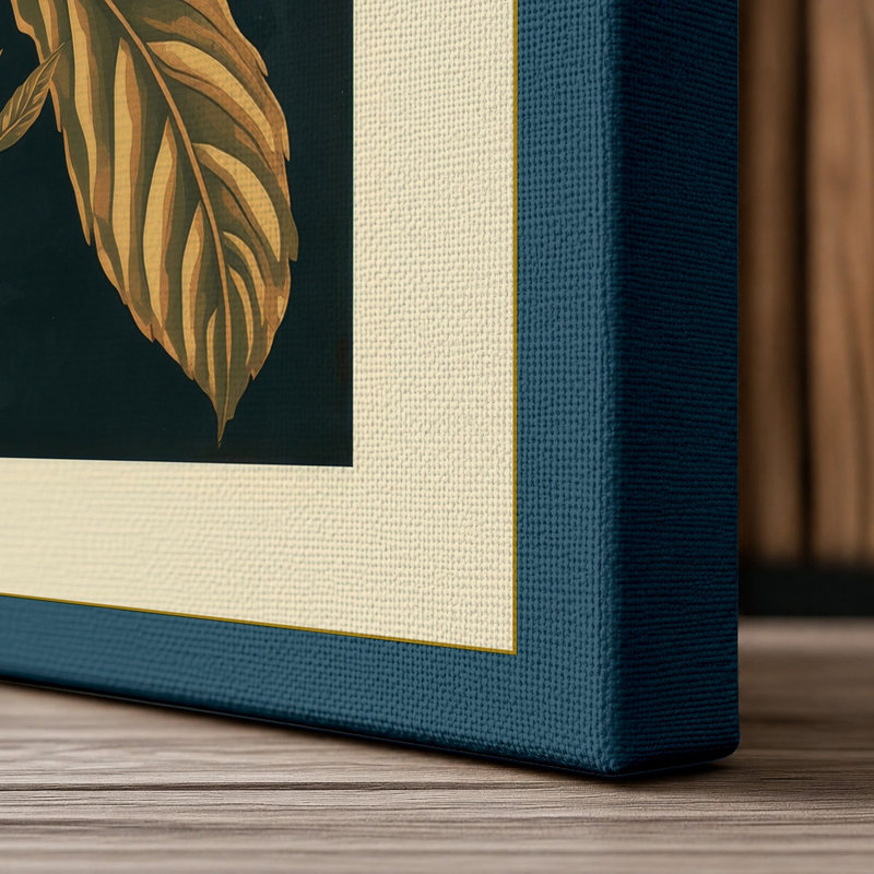 Study in Bloom Botanical - Wrapped Canvas, 18x12 - 45.7 x 30.5 cm, Teal Border