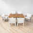 Ensemble de table de salle à manger pour 6 personnes, table en bois d'acacia, chaises en rotin, moderne contemporain, utilisation extérieure