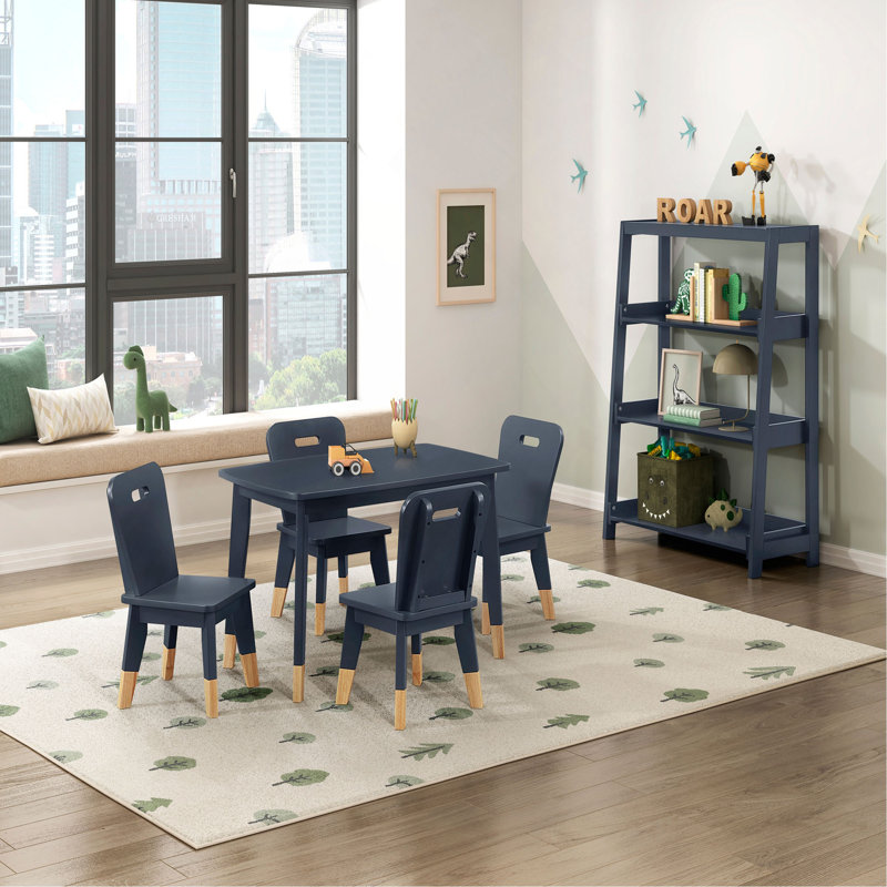 Ensemble de 5 tables et chaises pour enfants, ensemble de meubles à structure en bois robuste, petite table de jeu avec chaises