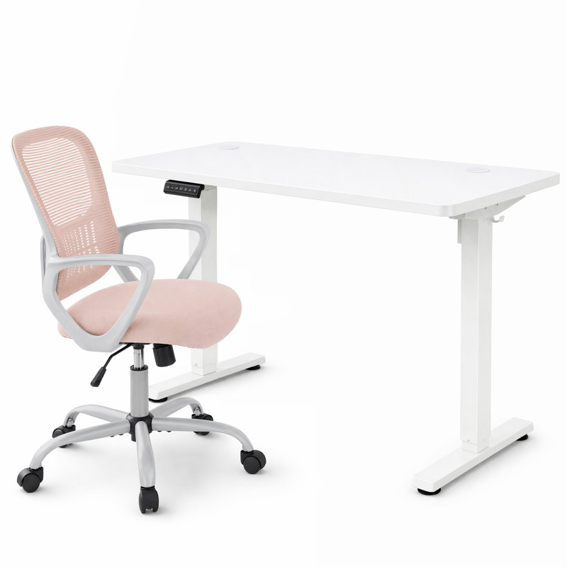 Ensemble de bureau pour travailler debout et réglable en hauteur avec chaise de bureau