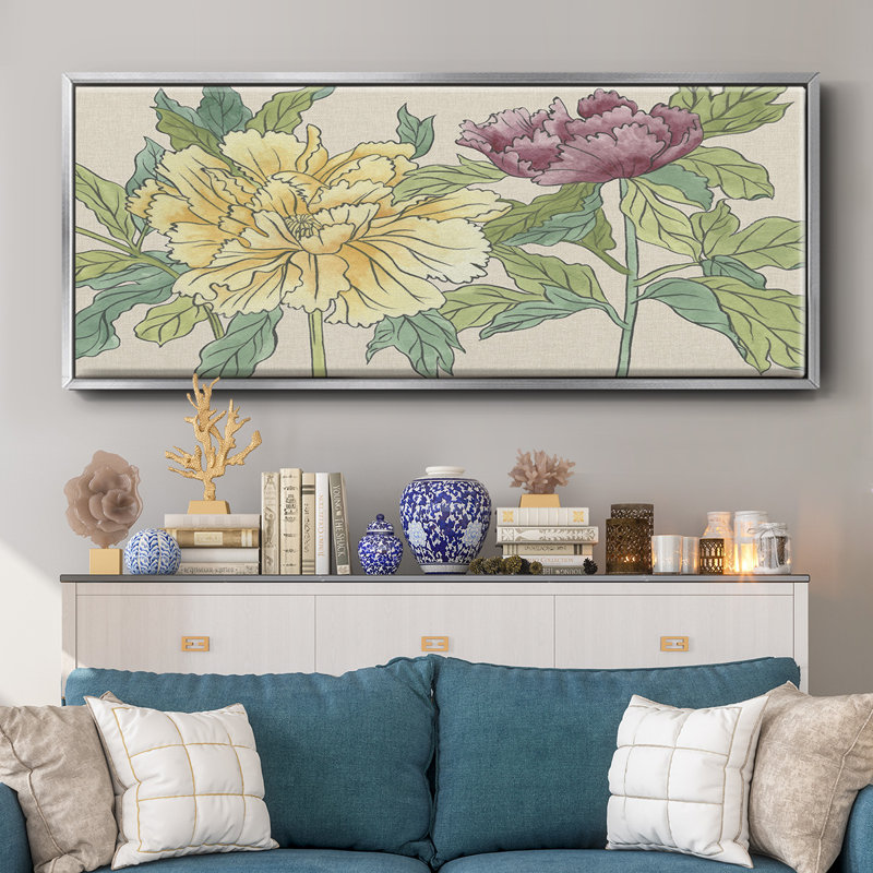 Peony Blooms II - toile encadrée, H 8 po x l 20 po