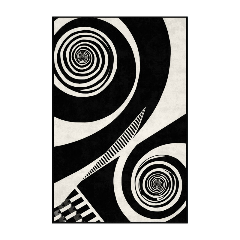 Tapis à motifs géométriques lavables à la machine à motif géométrique bleu et noir, 4 x 2