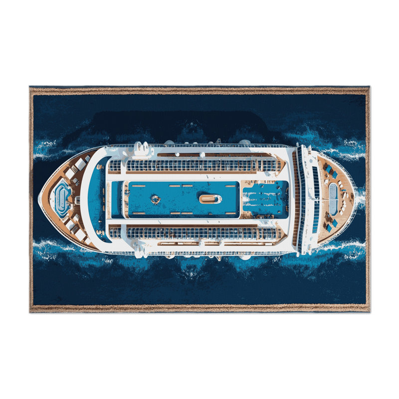 Tapis intérieur et extérieur bleu Transport, Rectangulaire 8 pi x 10 pi