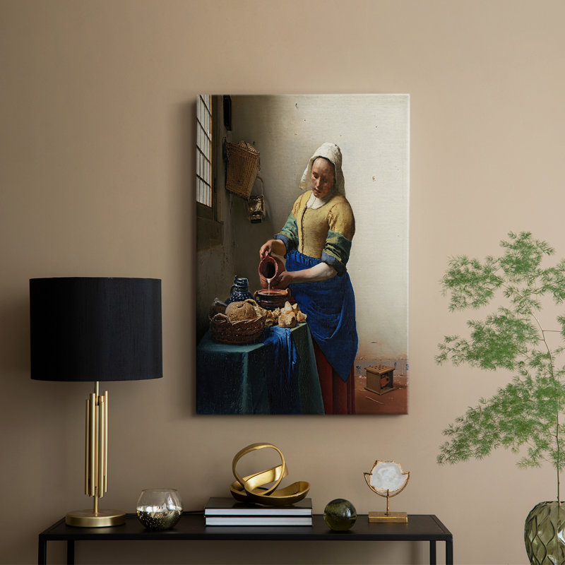 «The Milkmaid» - Toile tendue sur châssis par Johannes Vermeer, 12 x 18