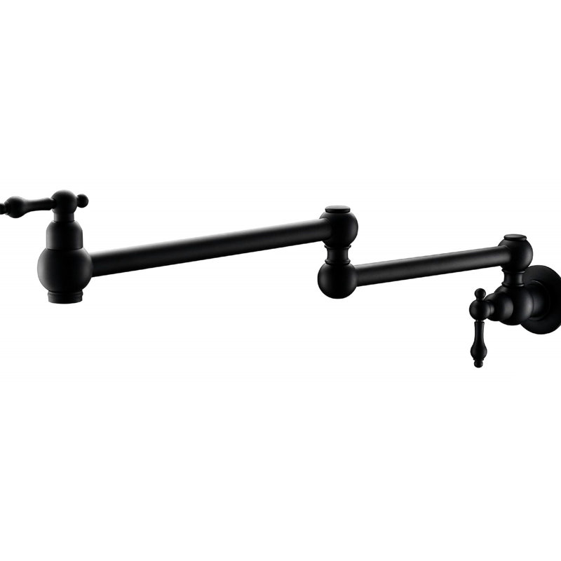Pot Filler Faucet Wall Mount Matte Black, Double Joint Swing Arms, Scratch , Rust , 100% Brass For Unbeatable Durability Black Mounted, Proof, Manifestation