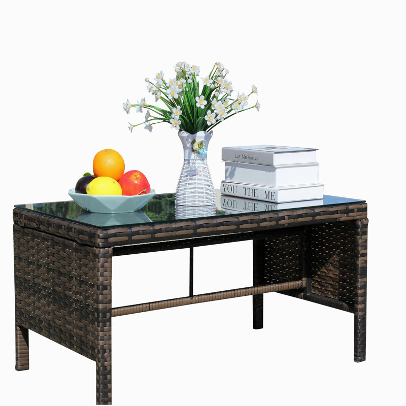 Outdoor patio Furniture 1 Coffee Table with clear tempered glass
