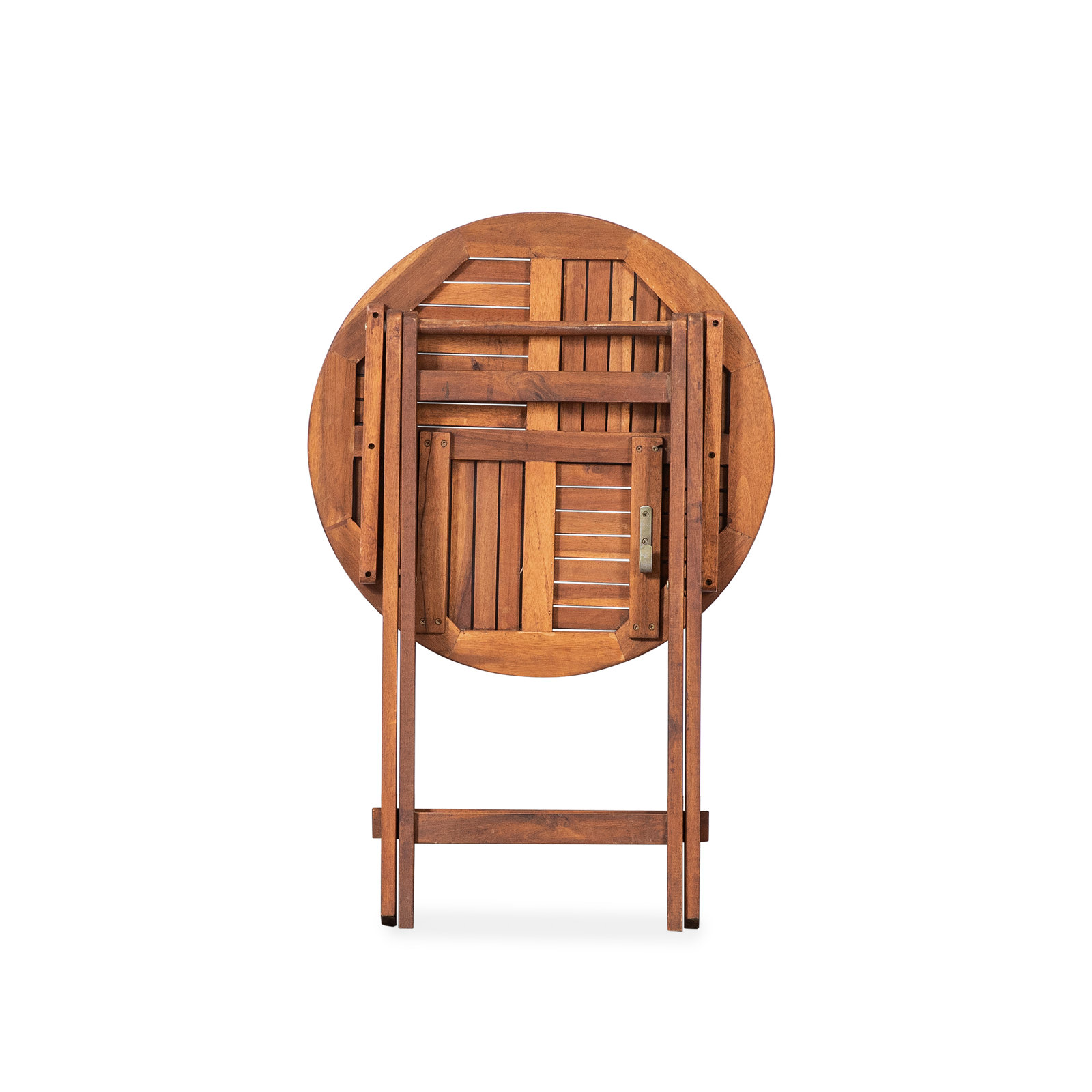 Round Solid Wood Patio Folding Table, Natural