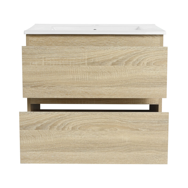 39 24'' Wall Mounted Single Bathroom Vanity Base Only, Light Oak