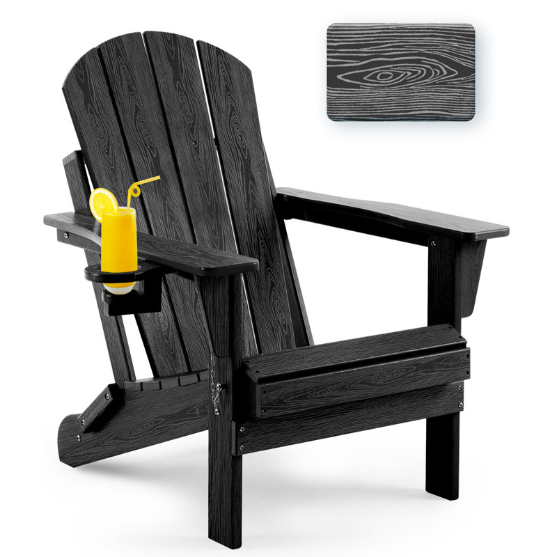 Chaise Lounge Chair Outdoor with Wheels, Oversize Patio Lounge Chairs with Wood Texture, 6-Position Plastic Lounge Chairs for Poolside, Patio, Deck, Beach
