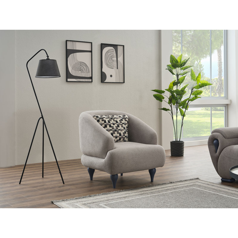 Fauteuil d'appoint rembourré et rembourré Damla