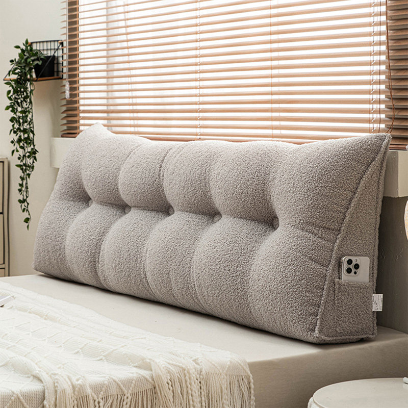 Triangular Backrest Support Headboard Wedge Pillow, 19.7"H x 59"W, Grey