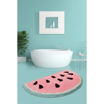Herrnalise Half Circle Small Bathroom Rugs,Extra Soft Microfiber Foot Bath  Mat,Non-Slip Washable Shower Door Mats,Cute Half Round Bath Rug,Indoor