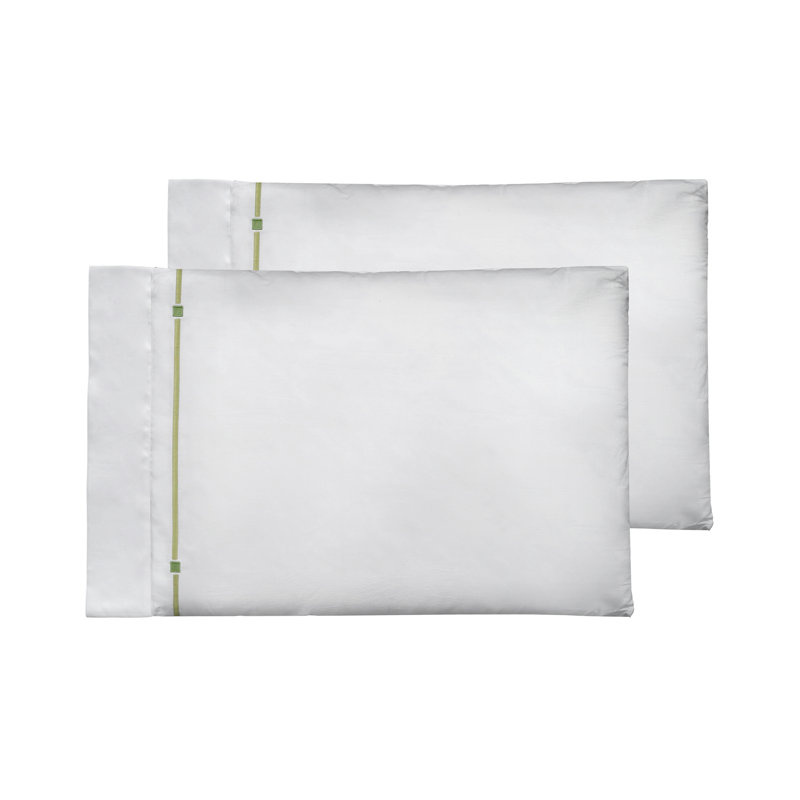 Falesia Embroidery White with Green Embroidery Cases, Standard