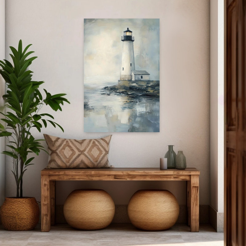 «Moody Lighthouse Abstract Contemporary Peaceful Coastal», reproduction d'art mural, H 48 po x l 32 po