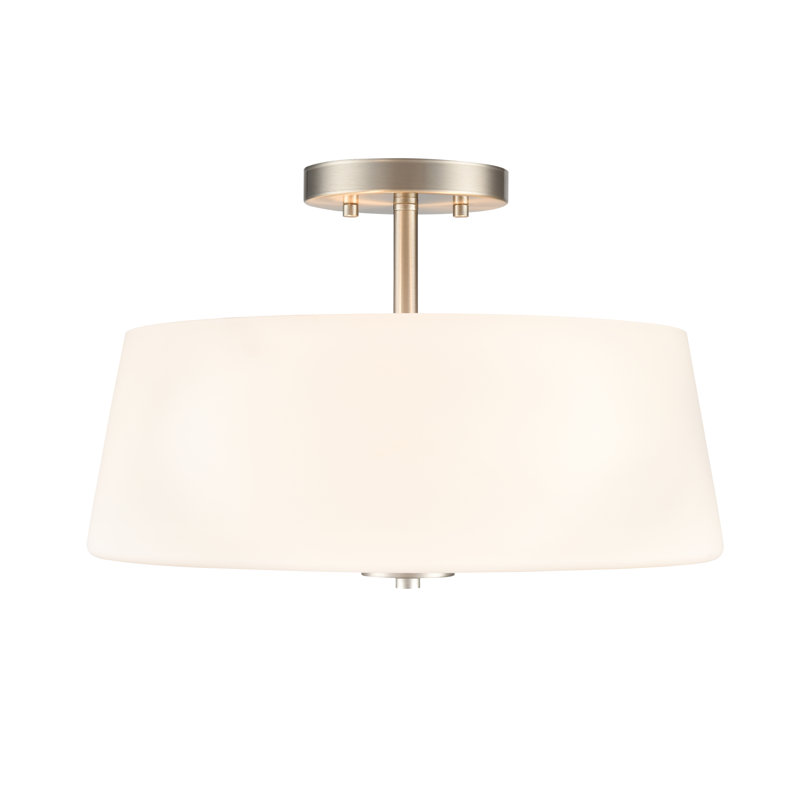 Plafonnier semi-encastré 3 lumières 15,75 po Asuka , Nickel brossé