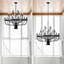 Bougie en fer noir mat 24 - industrielle pour la salle à manger, la chambre à coucher, le salon et la cuisine. Conception moderne suspendue. Hauteur réglable disponible. Douille E12 non incluse. Luxe rétro