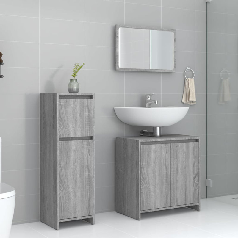 Askwith Bathroom Storage Furniture Set, Grey Sonoma