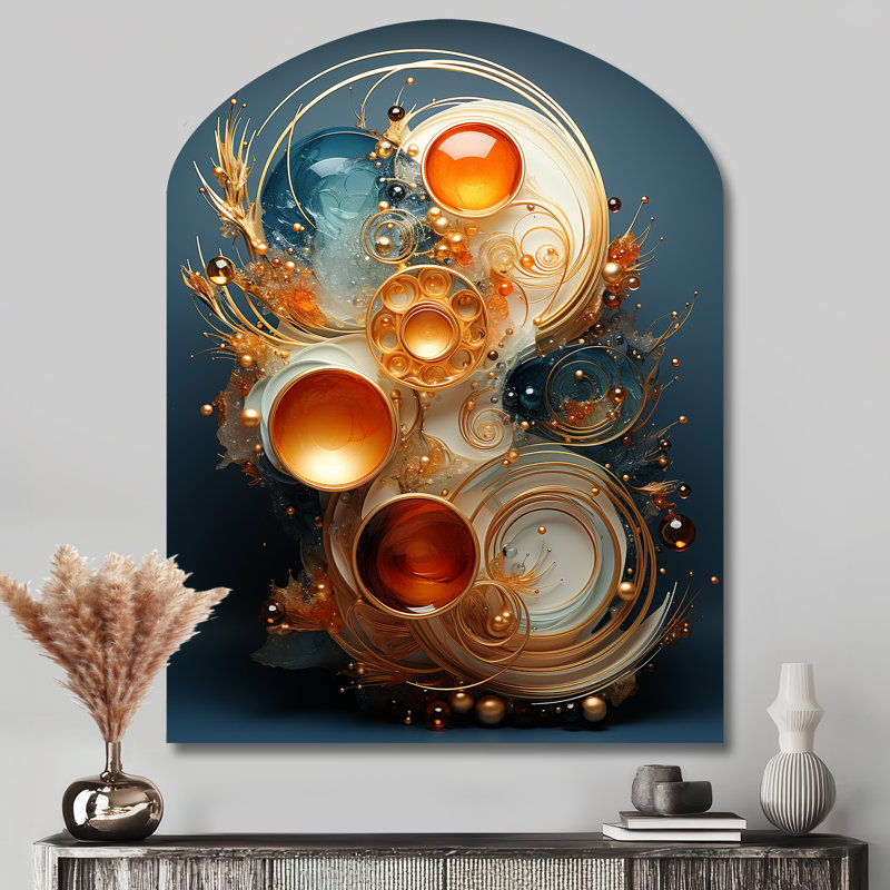 Clayvon - arche abstraite spirales murales en métal, sculpture murale asymétrique en métal, H 43 po x l 33 po