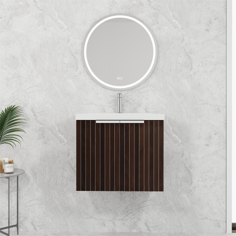 Meuble-lavabo de salle de bain avec lavabo en résine, 24"
