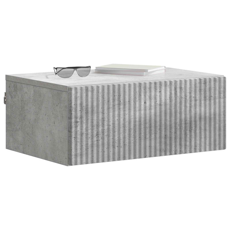 49cm W Manufactured Wood Bedside Table, Concrete Grey