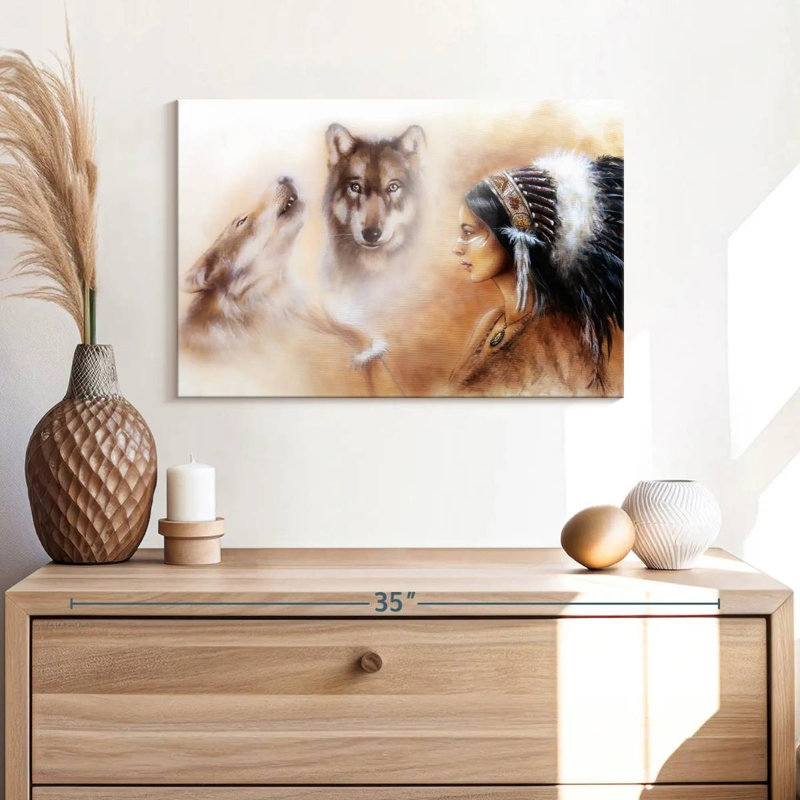 Loch cherokee amérindien sur toile, 16" H x 24" W x 1.25" D