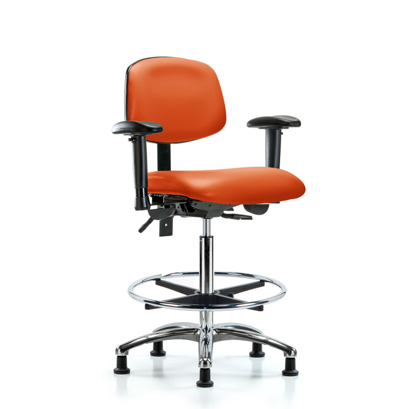 Anna Vinyl Drafting Chair, Glides, Not Included, Orange