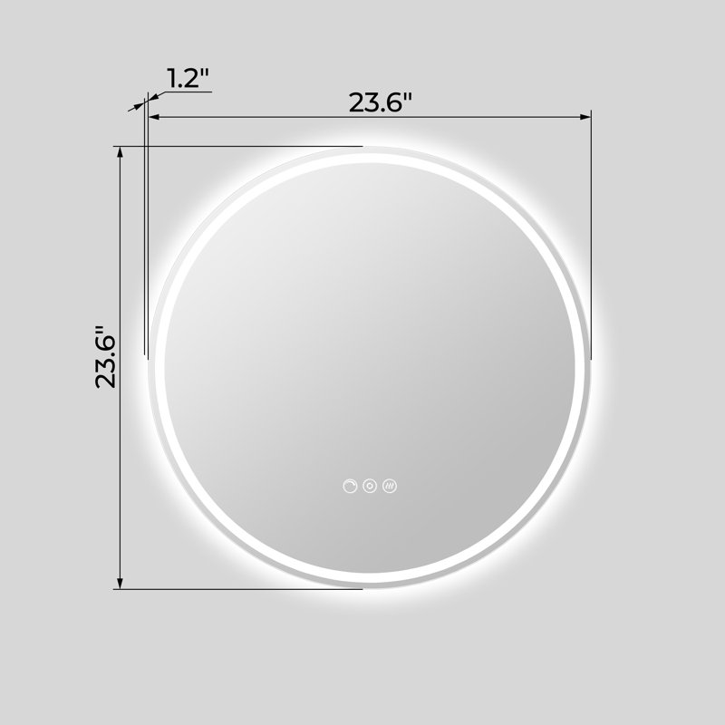 Streamline Round Frameless LED Bathroom Vanity Mirror with Defogger, Dimmability, Colour Temperature Change