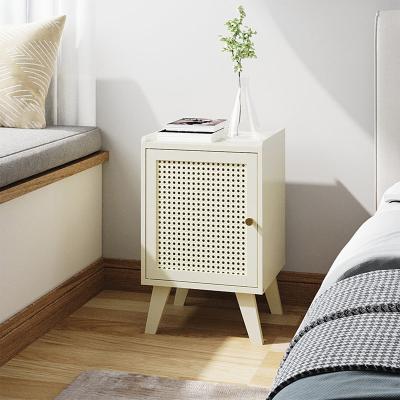 32 cm W Bedside Table, Cream