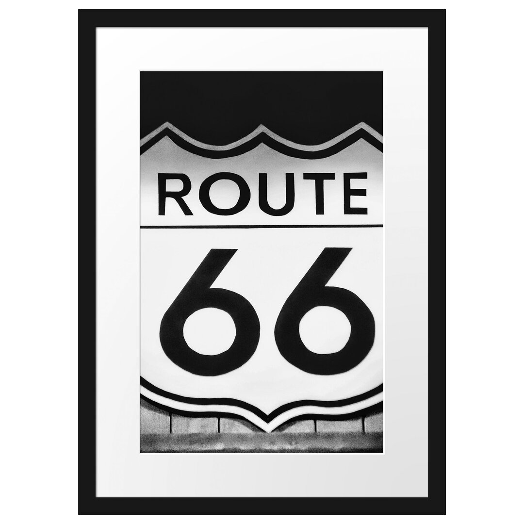 Gerahmtes Poster Modernes Route 66 Schild