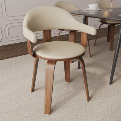 Chaise de salle à manger en cuir Alexander avec structure en bois de peuplier teint Alexander Collection Alexander