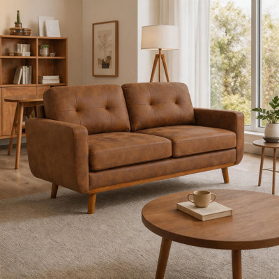 Canapé minimaliste 65 po - tissu respirant, pieds en bois massif