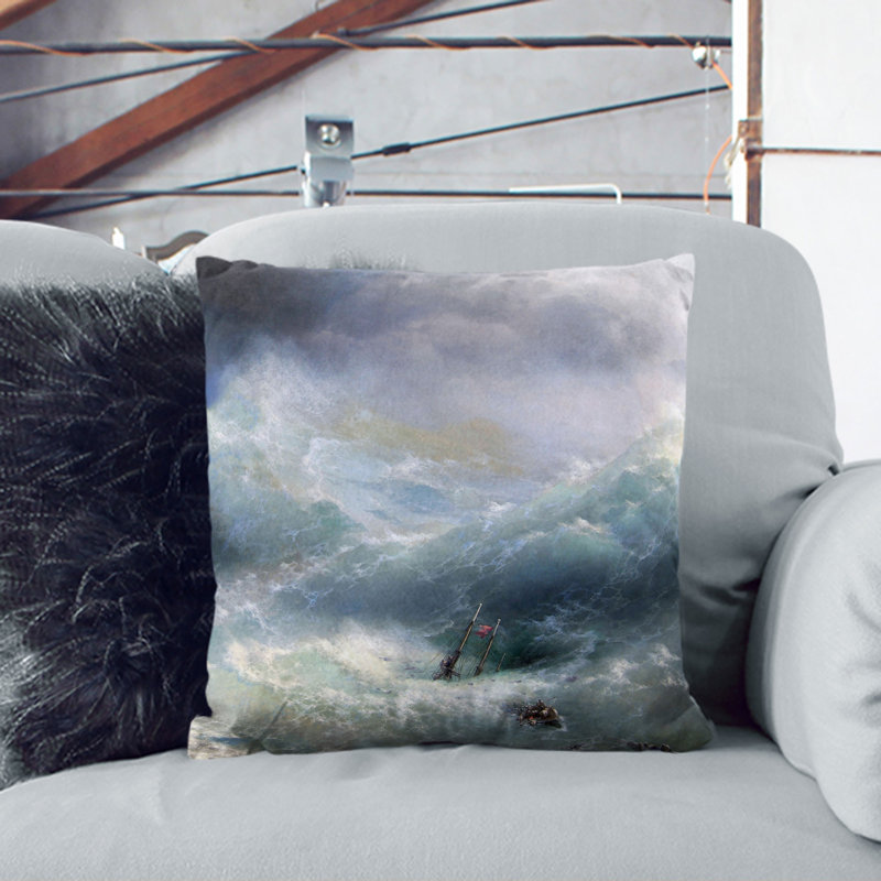 The Wave Scatter Cushion with Filling, 40cm H x 40cm W x 15cm D, White