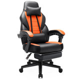 Canora Grey Adjustable Faux Leather Swiveling PC & Racing Game Chair with Footrest