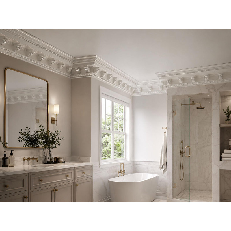 5-1/4 in x 5-3/8 in x 94-1/2 in leaf Corbel Polyurethane Crown Molding 15-1/2 LF, 10 Pack